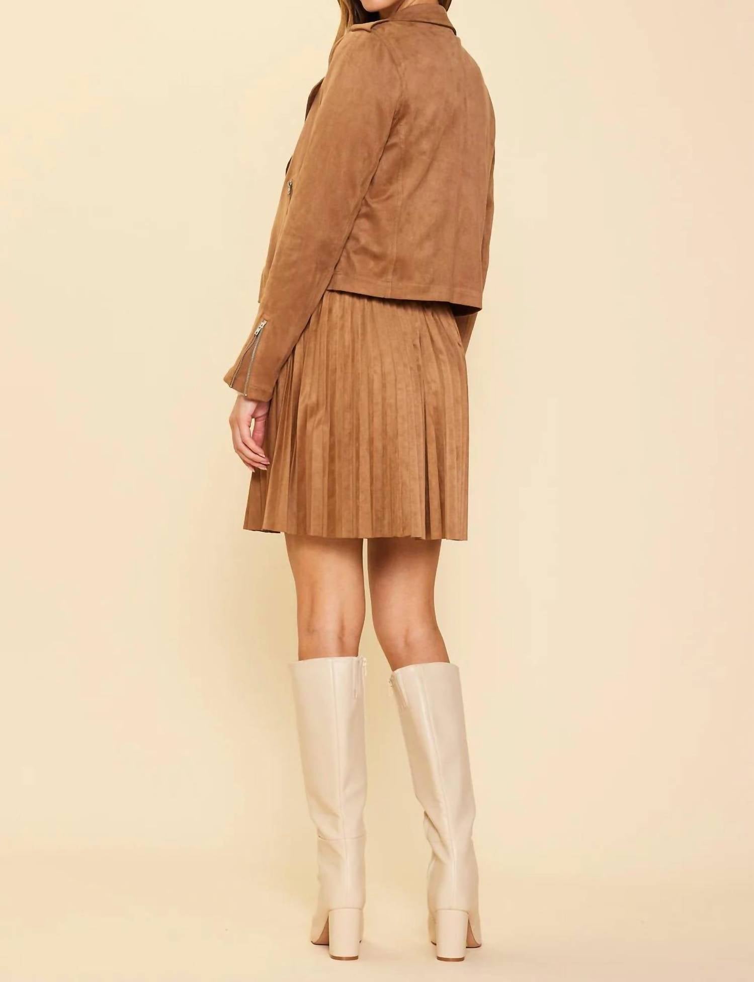 Skies Are Blue - Faux Suede Motto Jacket