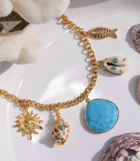 Knotty Bling - Women's Turquoise Sea Charm Necklace