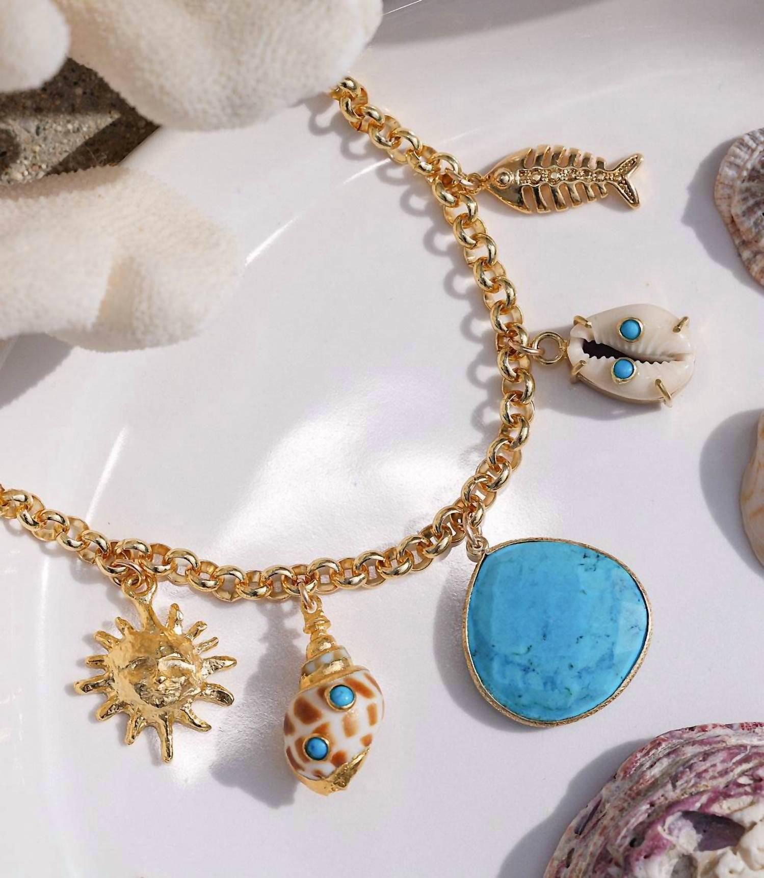 Knotty Bling - Women's Turquoise Sea Charm Necklace