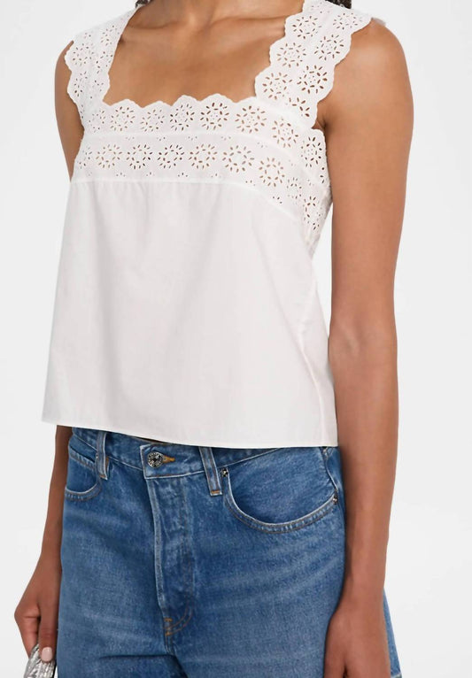 Frame - Eyelet Square Neck Tank Top