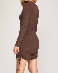 She + Sky - Brushed Stretch Knit Dress With Ruched Side Detail