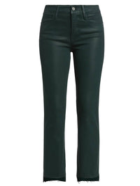 Frame - Le High Straight Raw Stagger Coated Jeans