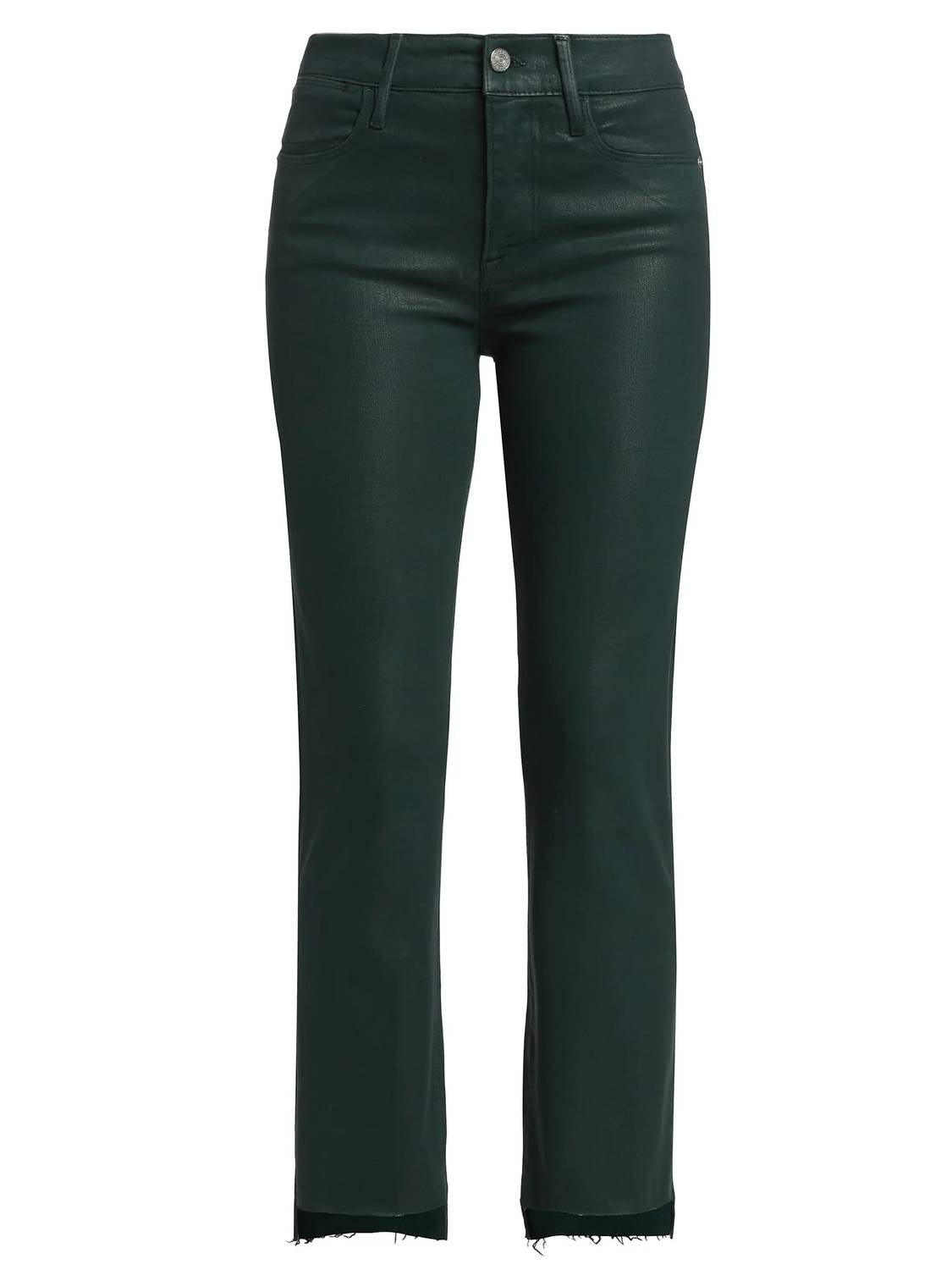 Frame - Le High Straight Raw Stagger Coated Jeans