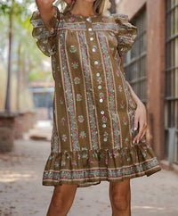 Ee:Some - Floral Button Down Dress