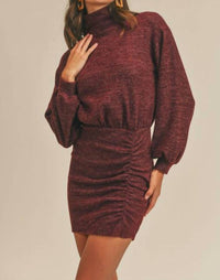 Lush - Mock Neck Cinched Knit Dress