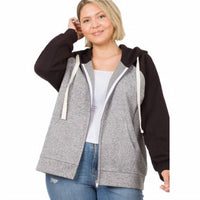 Zenana - Raglan Full-zip Hoodie - Plus