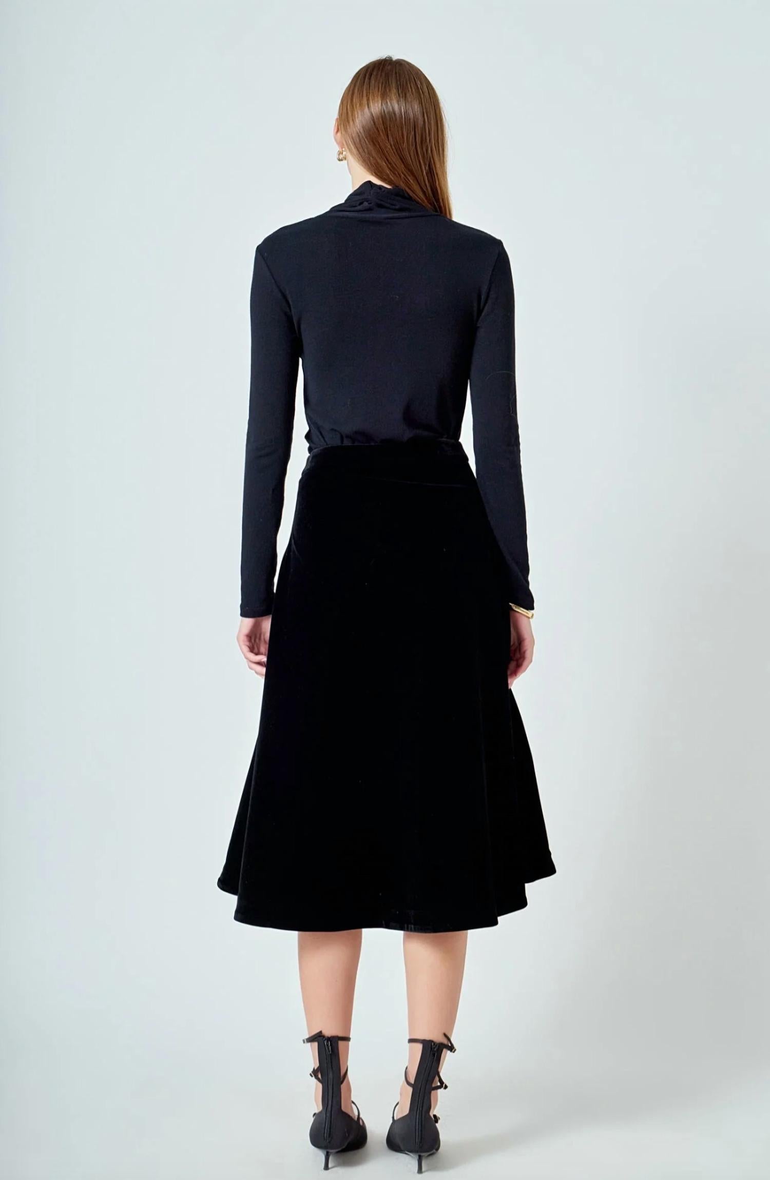 Endless Rose - Women's Velvet Circle Midi Skirt