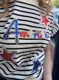 Dear Lover - Sequin America Star Graphic Flutter Sleeve Top