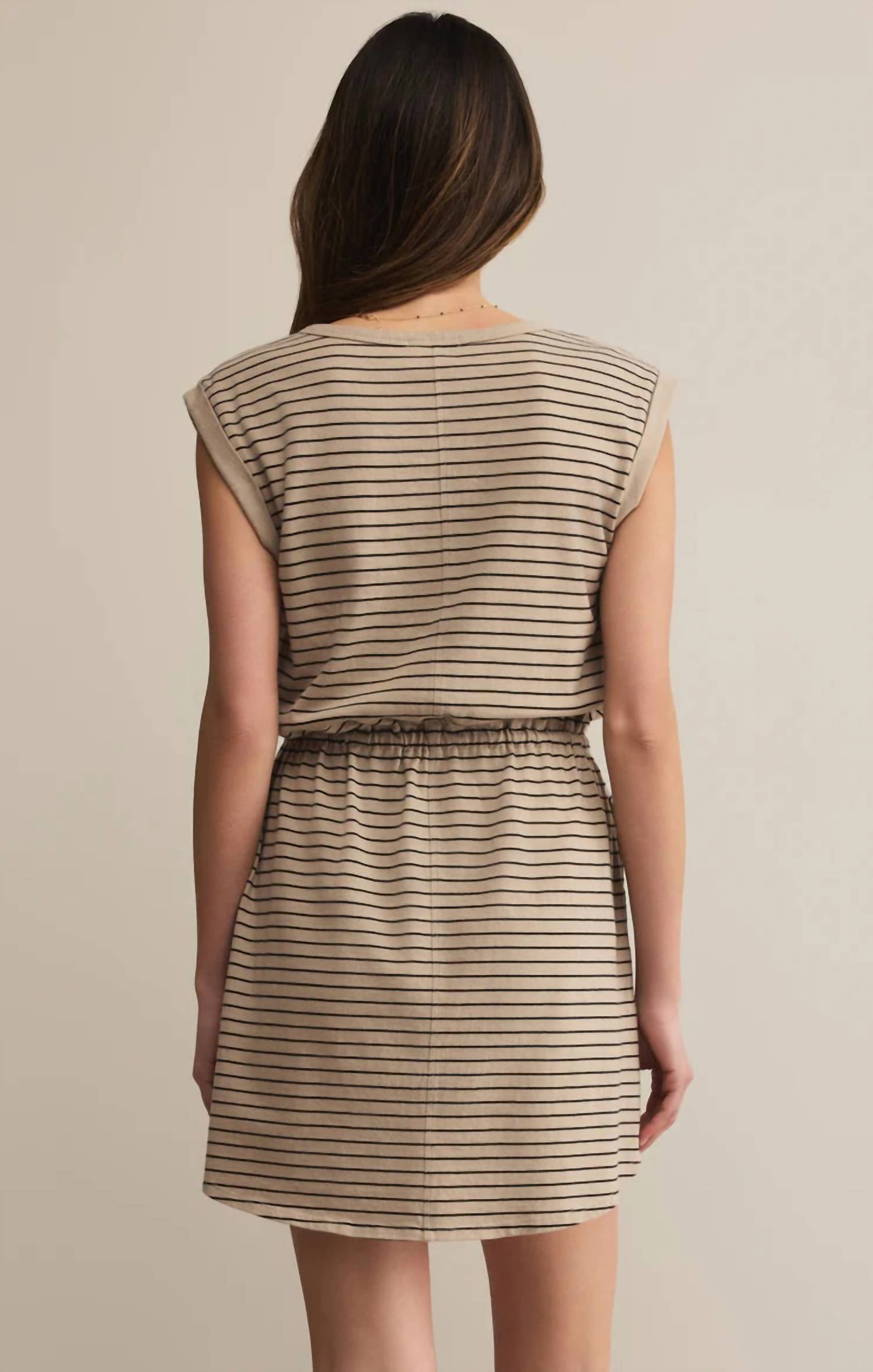 Z Supply Dayshift Cotton Striped Mini Dress in retreat - women's dress - alternate view