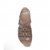 dansko Women's Jolene Glazed Kid Leather Sandal in tan - women's sandal - detail view