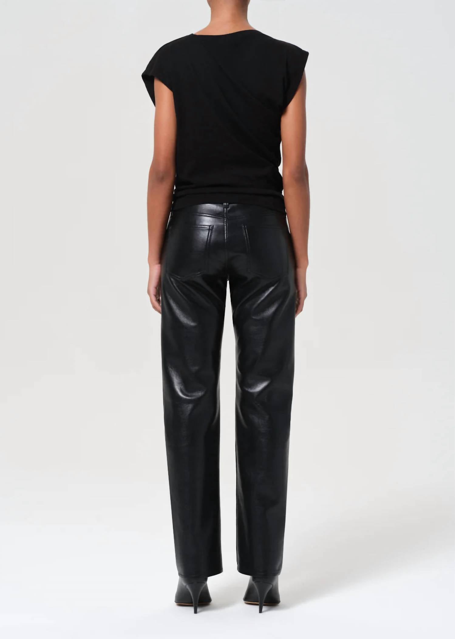 AGOLDE Low Rise Recycled Leather Slim Jeans in detox - women's jeans - alternate view