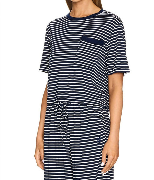 Monrow - Stripe Jersey Crop Pocket Tee