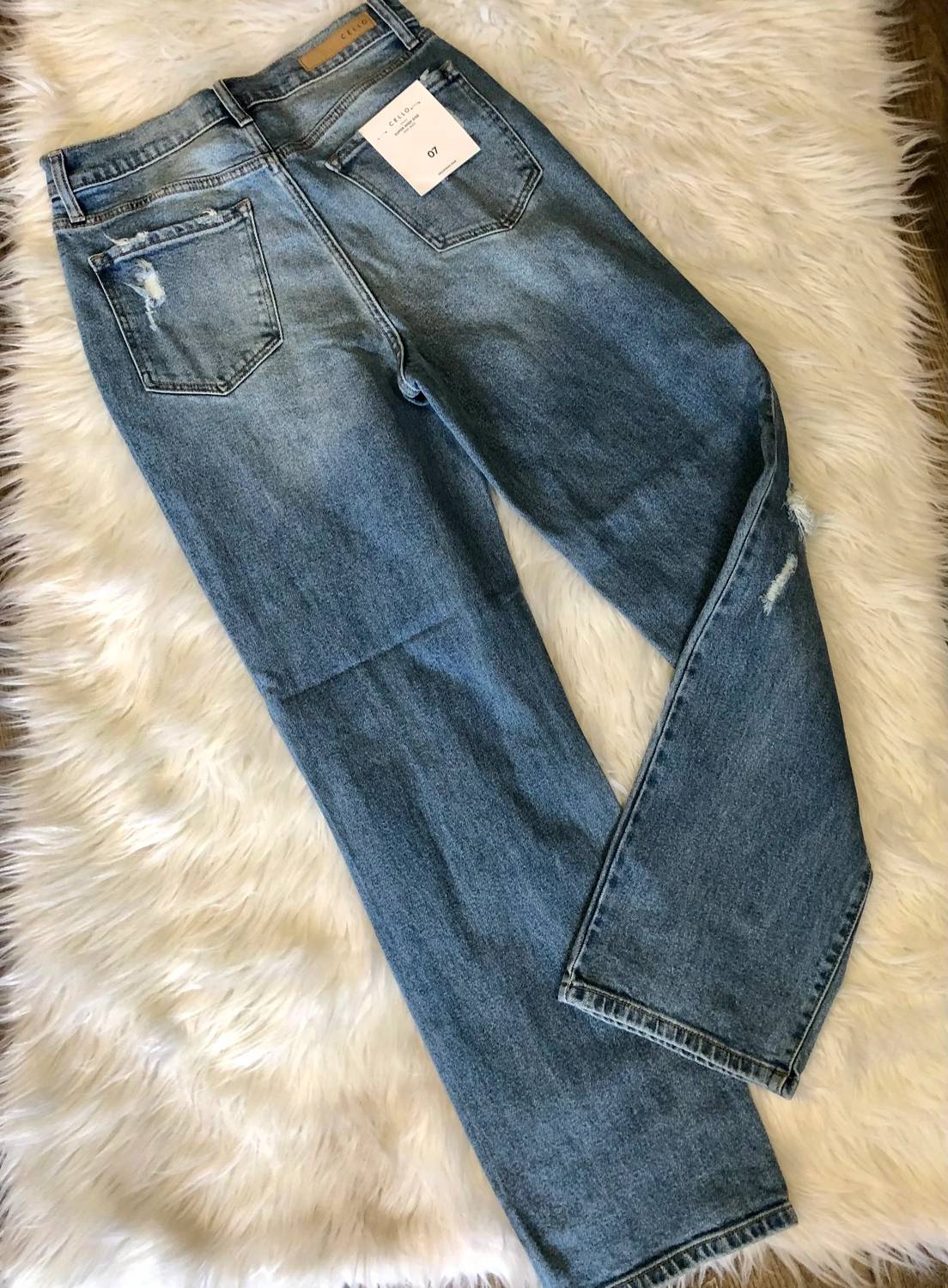 Cello - Women's High Rise Ripped Dad Jeans