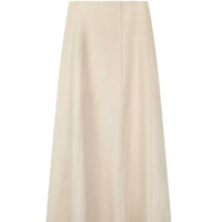 HONEYSEED Thin Wool Seamed Midi Skirt in ivory cream - women's skirt - alternate view