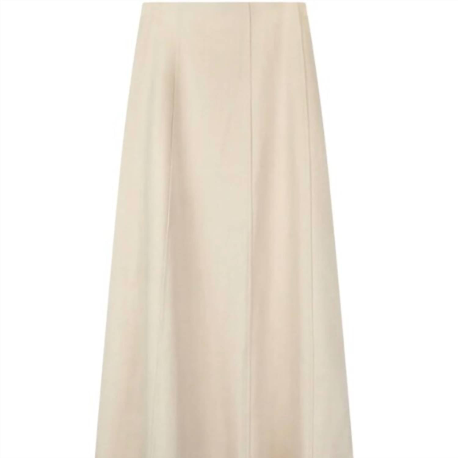 HONEYSEED Thin Wool Seamed Midi Skirt in ivory cream - women's skirt - alternate view