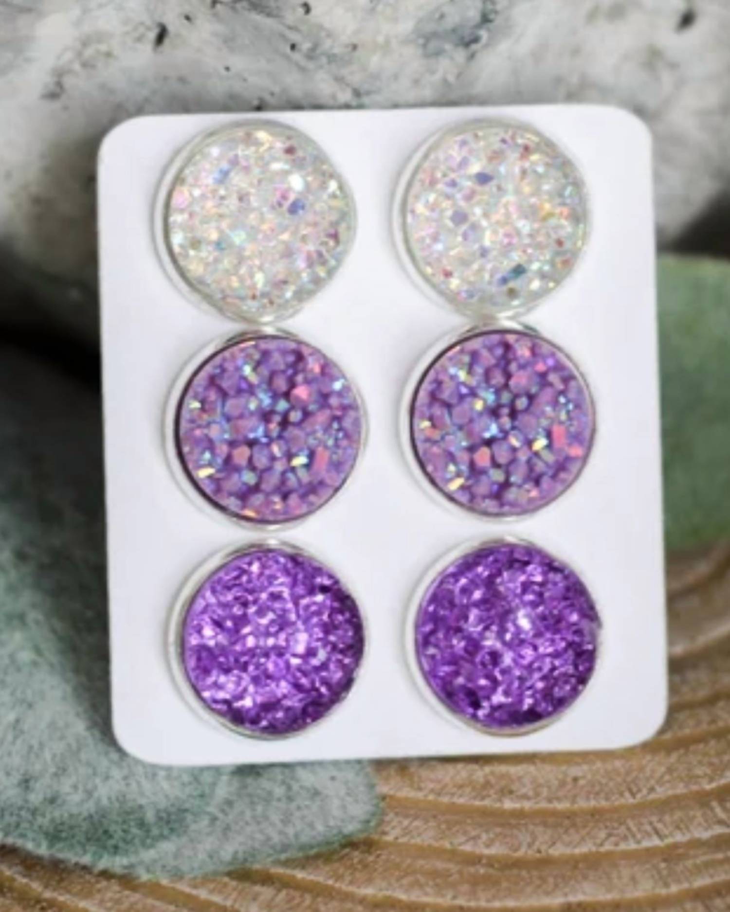 Urban Gemms - Women's I Love You Triple Earring Set