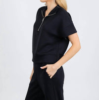 Elliott Lauren - Comfort Zone Quarter Zip Short Sleeve Sweater