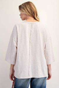 Easel - Patchwork Mineral Washed Cotton Slub Knit Top