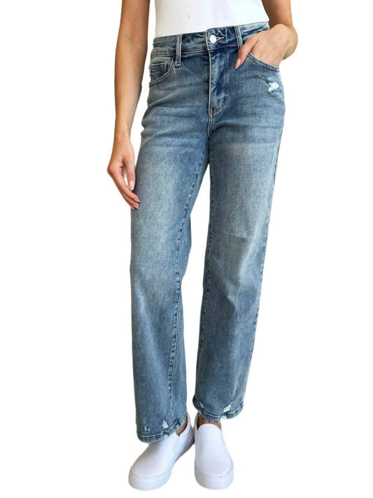 Judy Blue - High Waist Distressed Straight Jeans