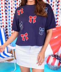 Jess Lea - Crop Top With Side Splits And Fabric Bows