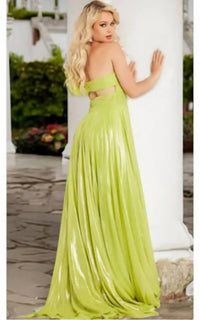 Jovani - One-shoulder flower a-line gown