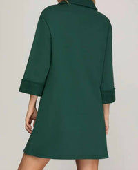 She + Sky - 3/4 Sleeve Knit Collared Dress