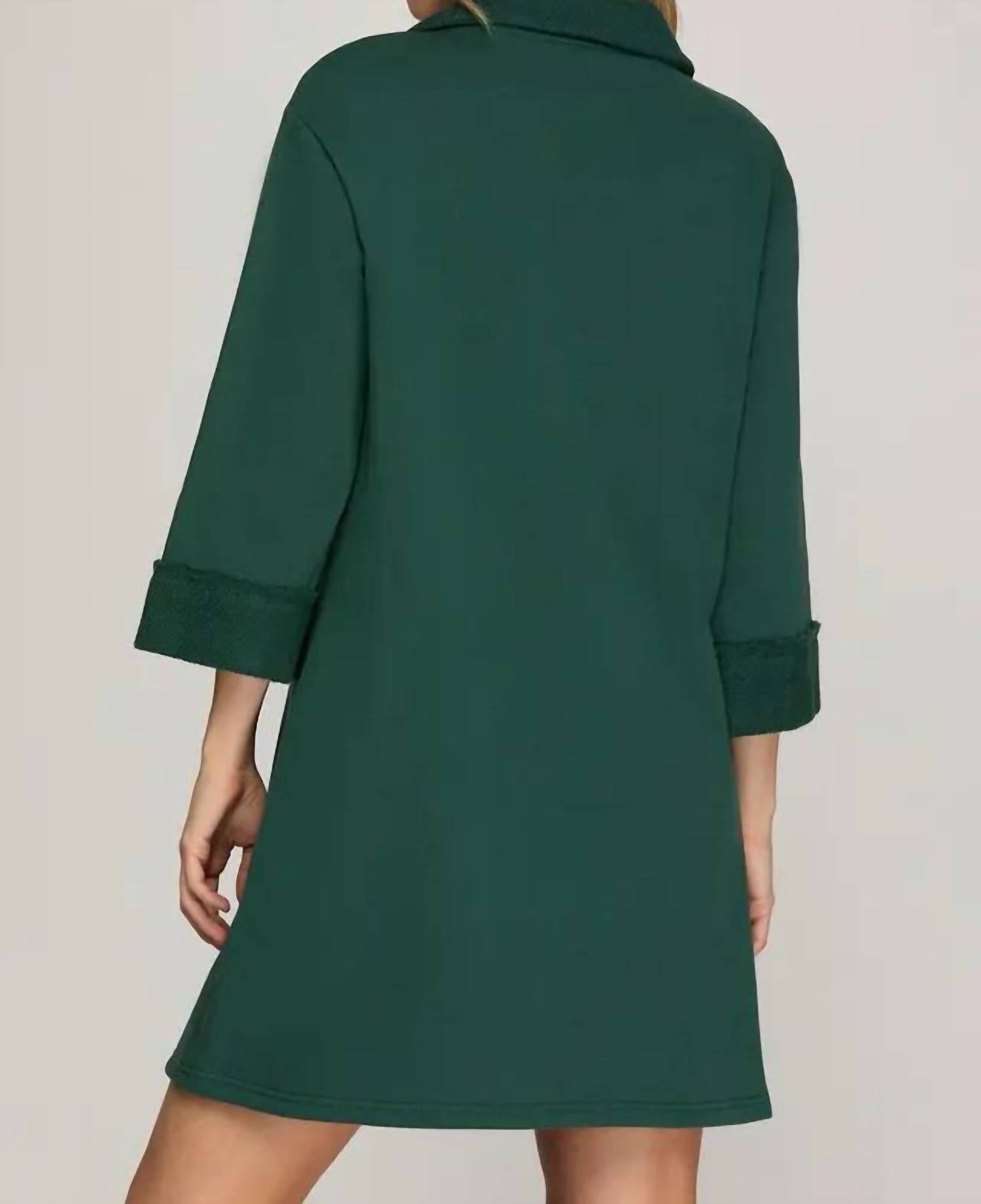 She + Sky - 3/4 Sleeve Knit Collared Dress