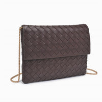 Urban Expressions Women's Woven Clutch Crossbody Bag in espresso - women's bag - detail view