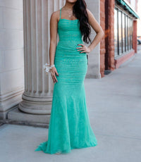 La Femme - Stunning Prom Dress With Intricate Lace Underlayer
