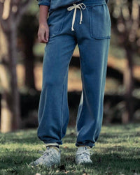 BiBi Wide Leg Cotton Blend Jogger Sweatpant in french navy - women's pants - detail view