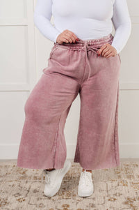 Zenana - Wide Leg Mineral Wash Cropped Palazzo Pants
