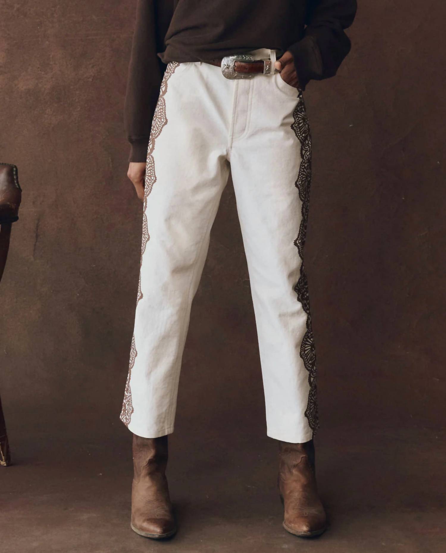 The Great. - Lace Print Wayne Straight Jeans