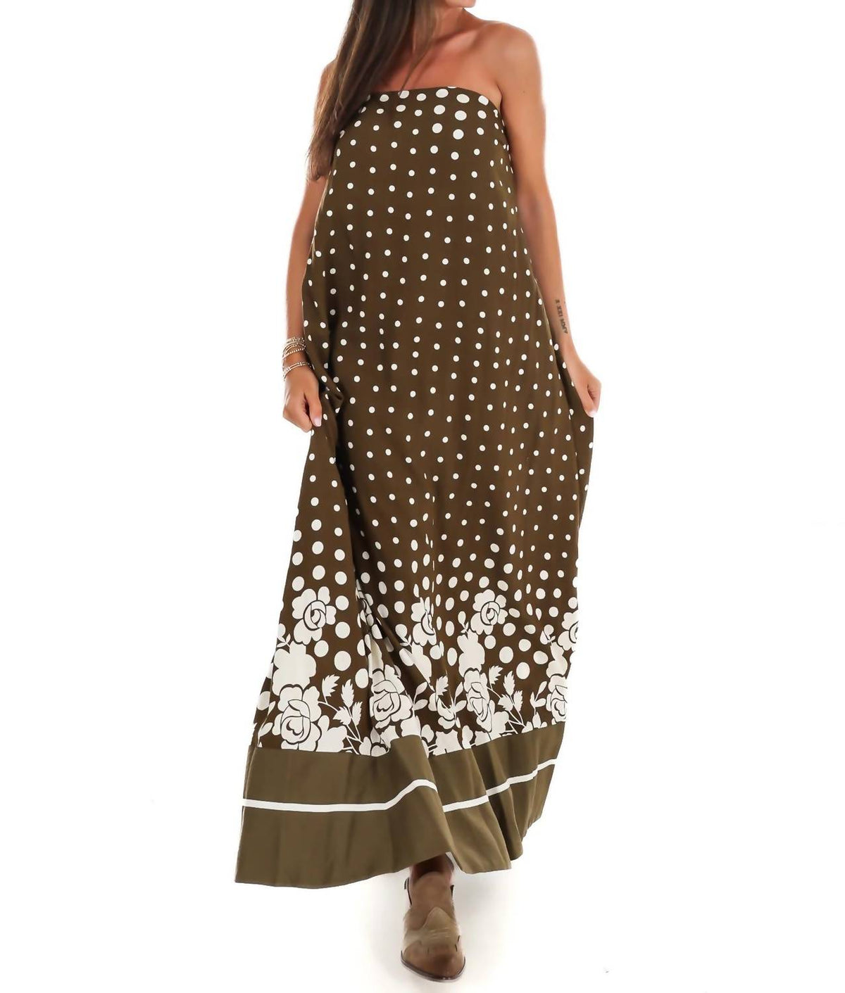 Entro - Everything in Place Strapless Polka Dot Maxi Dress