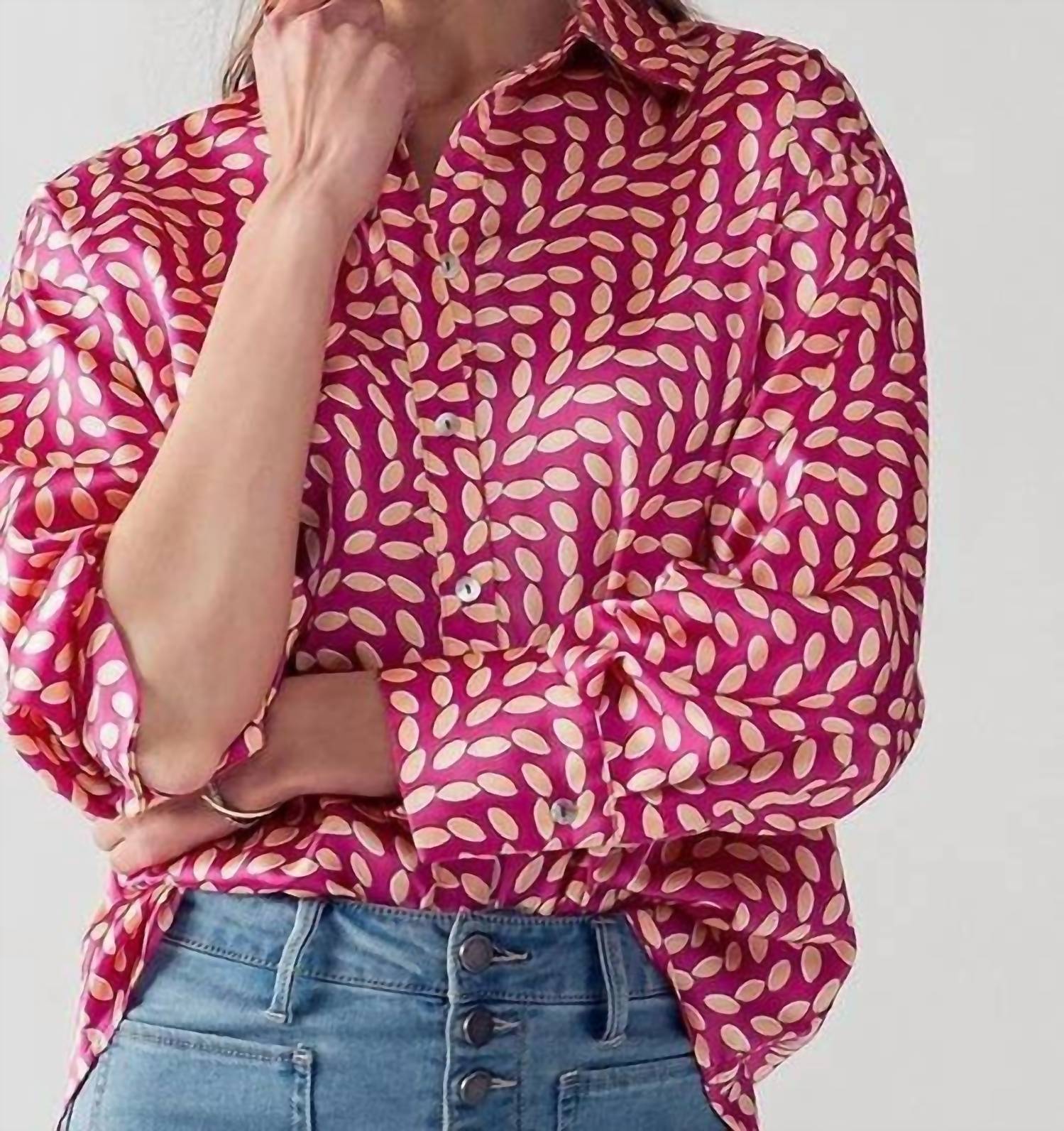Big Hit Fashion - Elsie All Over Printed Button Down Top