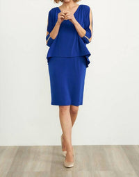 Joseph Ribkoff Cold Shoulder Dress in royal sapphire - women's dress - view 4