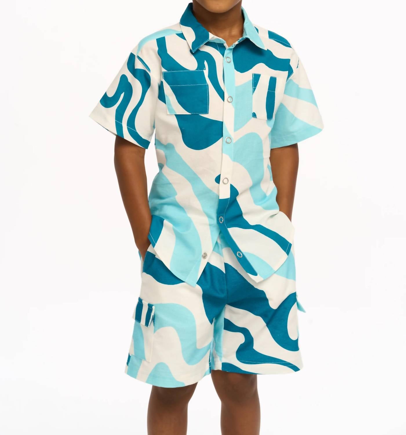 Chaser - Wavy Stripe Short Sleeve Shirt