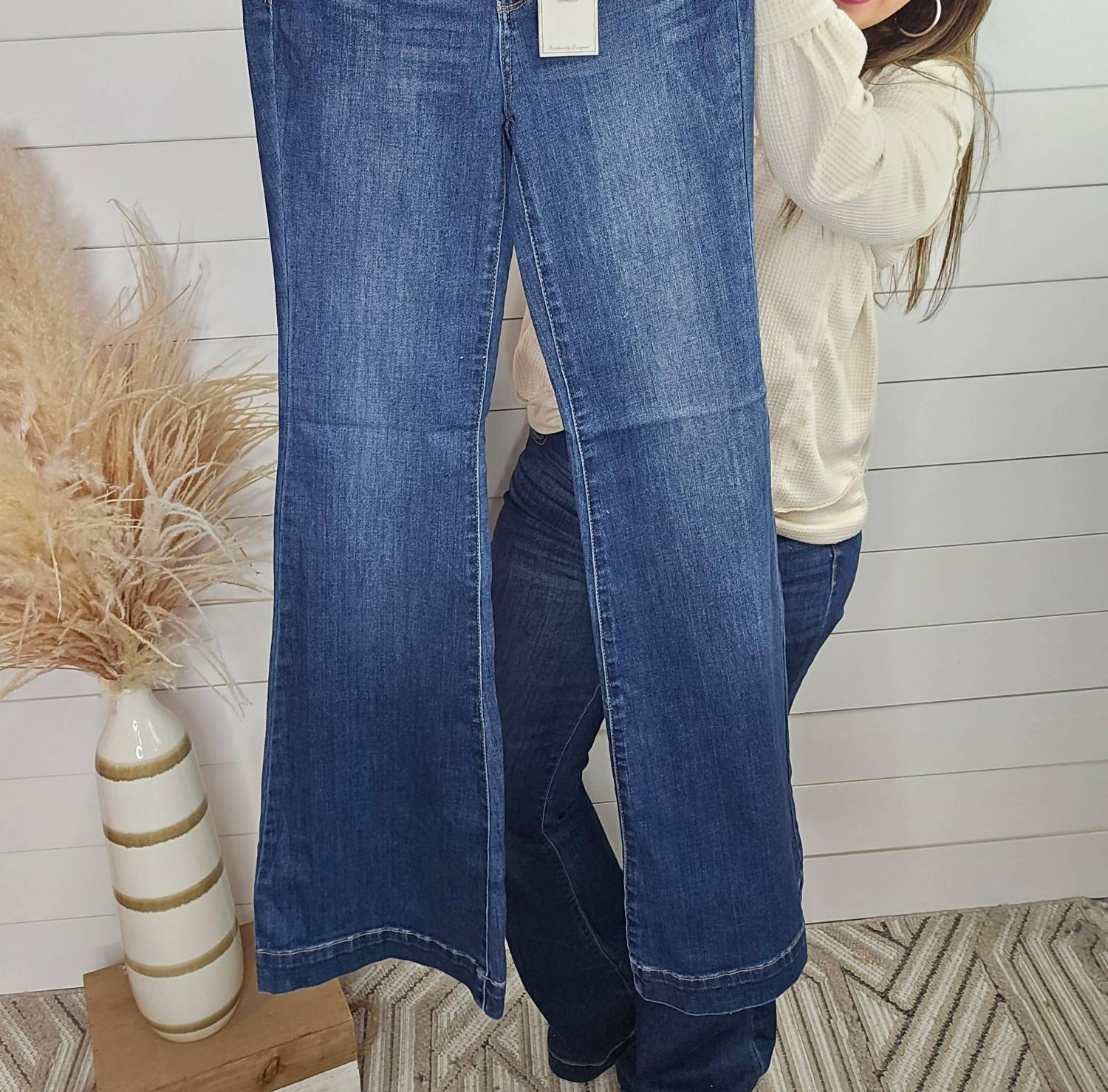 Judy Blue - Women's High Waist Wide Trouser Hem Flare Jean