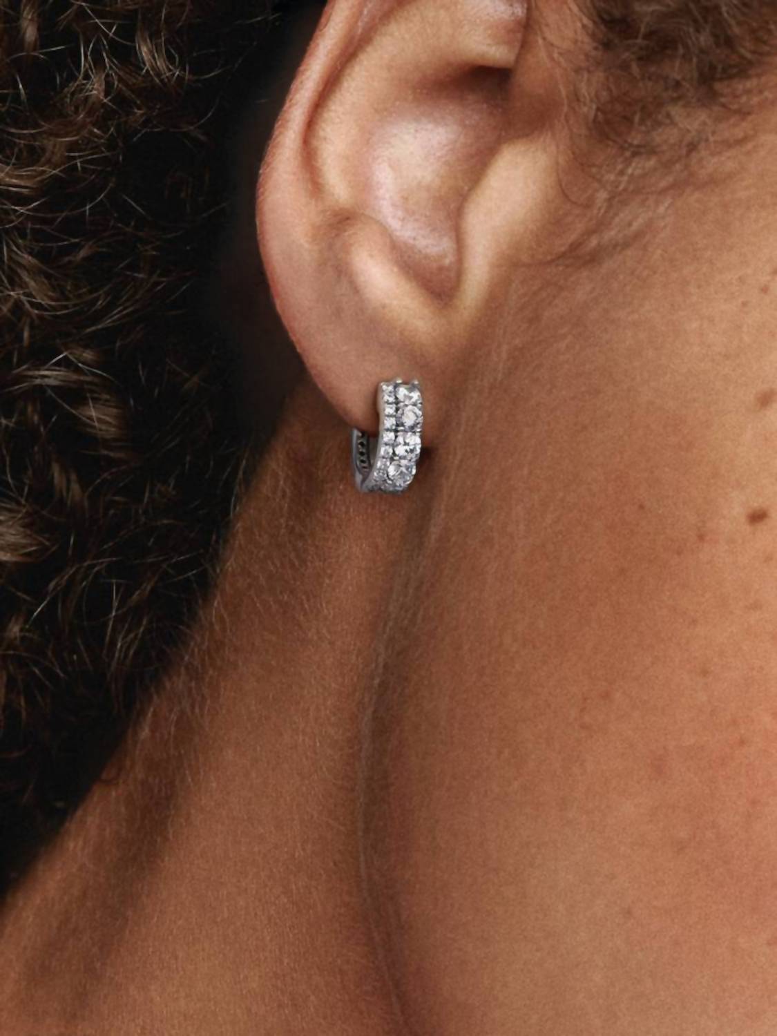 Pandora - Double Band Pave Hoop Earrings
