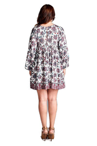 Velzera - Floral Print Baby Doll Mini Dress