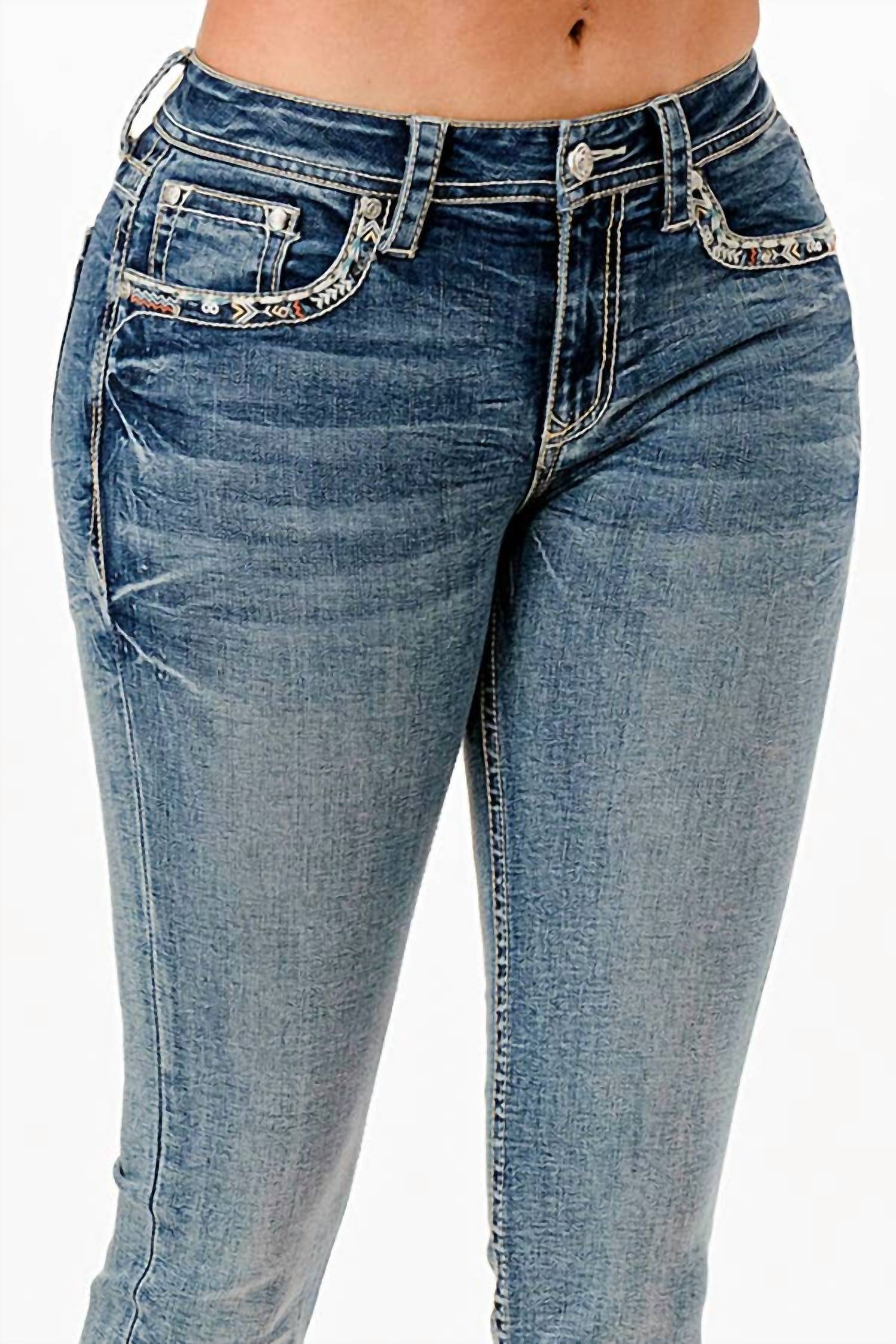 Grace In La - Modify Mid-rise Boot Cut Jeans