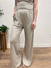 By Together Elastic Waist Wide Leg Pants in taupe - women's pants