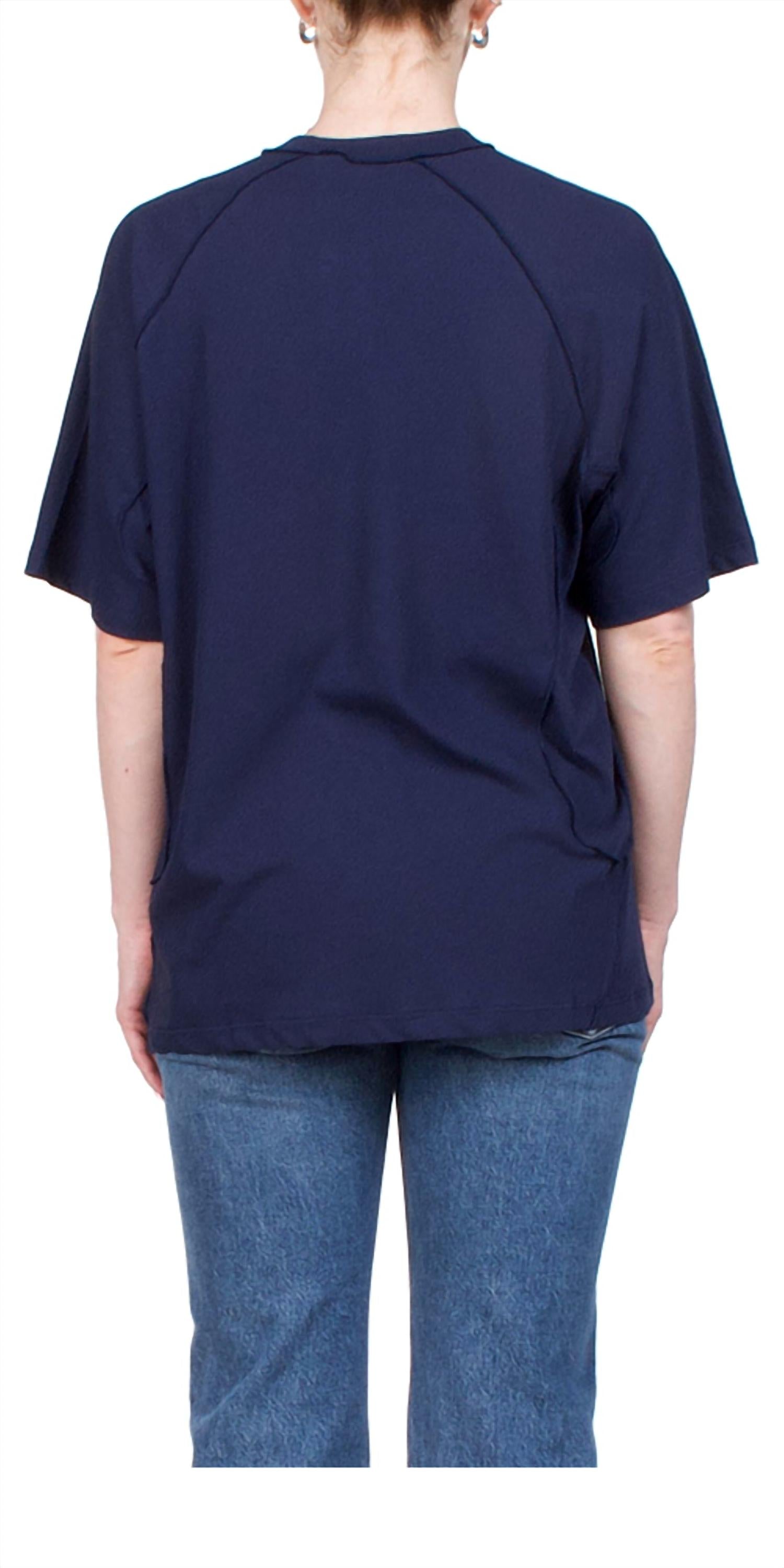 6397 Inside Out V-neck Top in ink - women's shirt - detail view