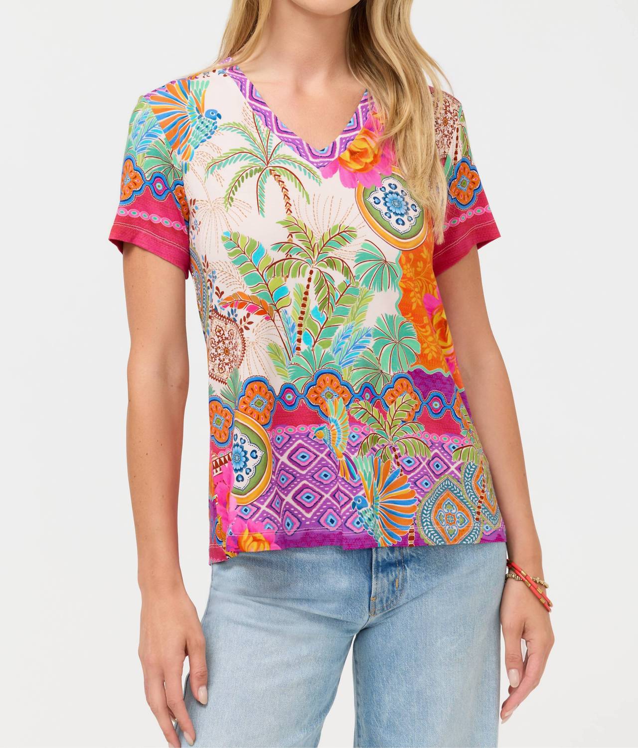 Johnny Was - Janie Favorite Short Sleeve V Neck Swing Tee