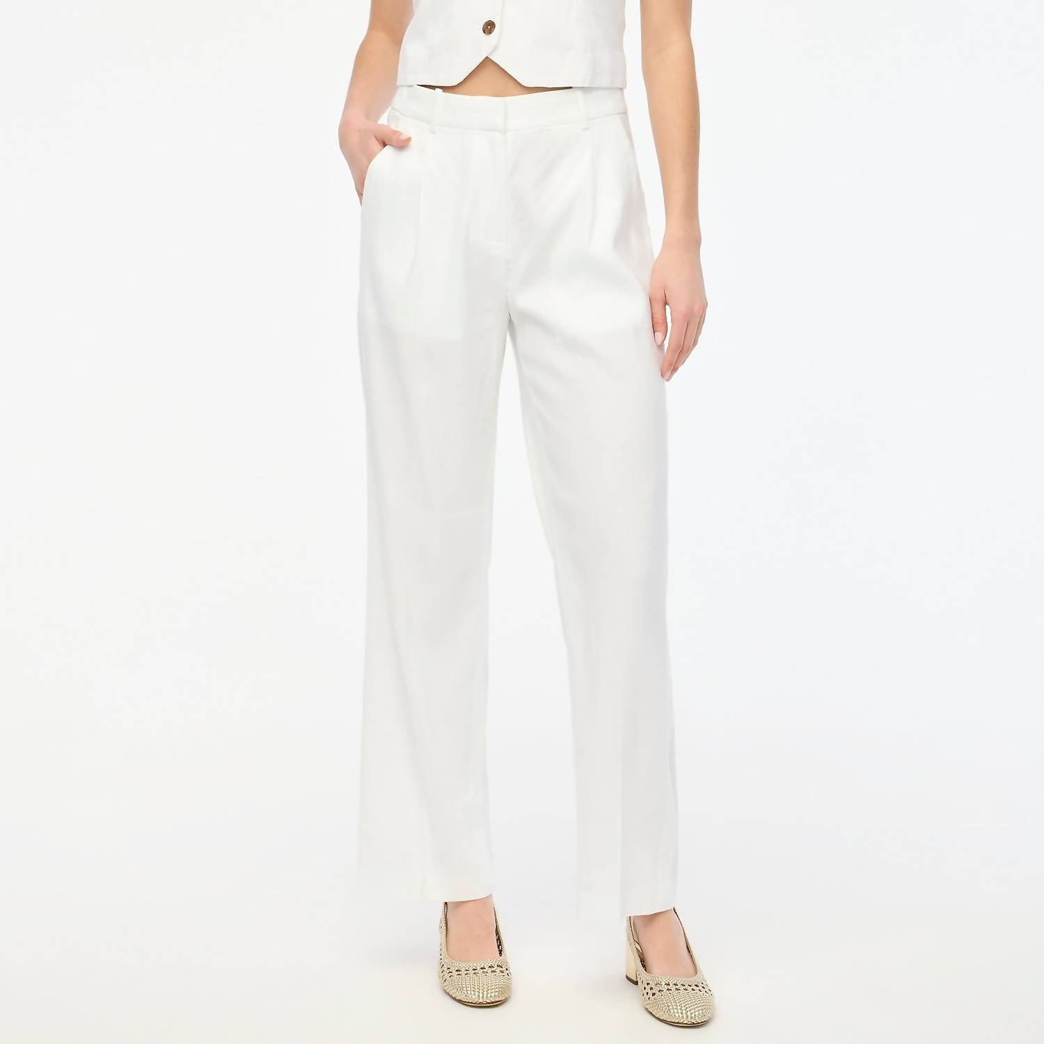 J.Crew - Linen-blend Wide-leg Pleated Trouser Pant
