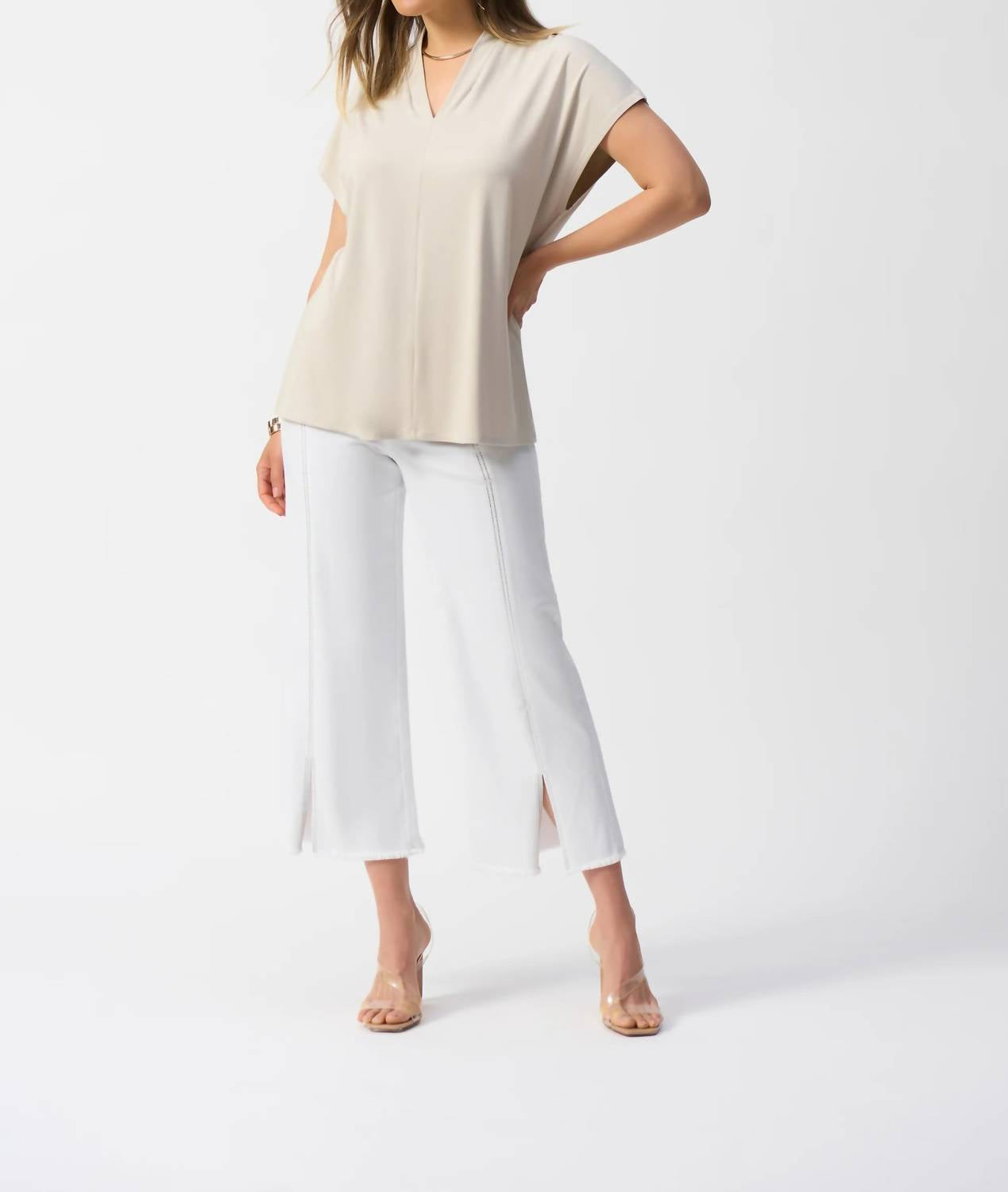 Joseph Ribkoff - V-neck Short Dolman Sleeve Top