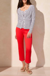 Tribal - Wear 2 Ways Crew Neck Button Down Cardigan
