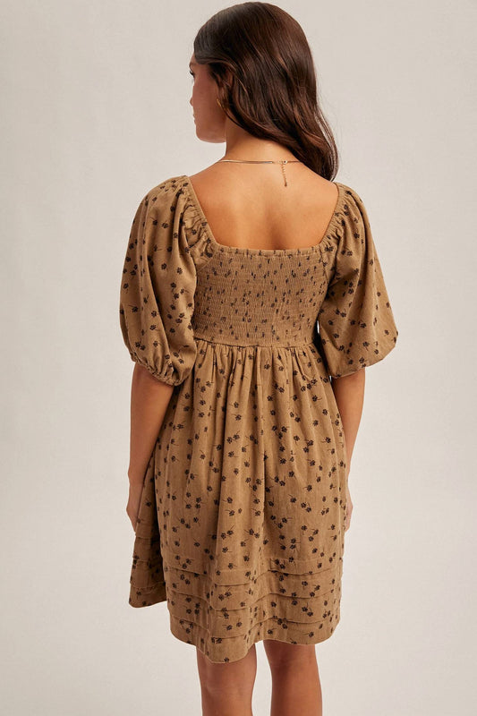 Hem & Thread - Floral Corduroy Dress