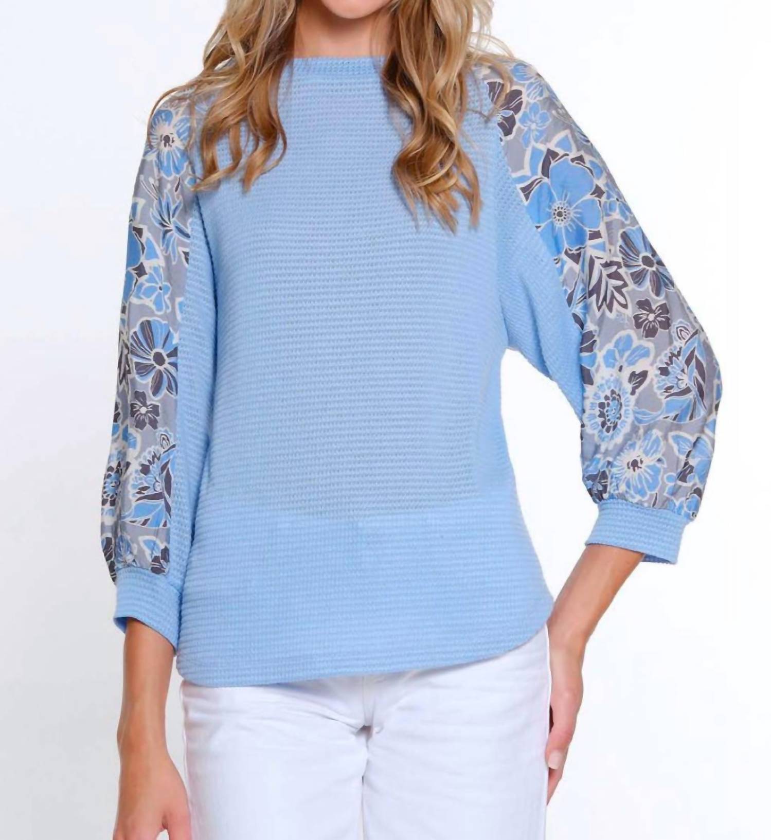 Multiples - Cuffed Raglan 3/4 Sleeve Scoop Neck Top