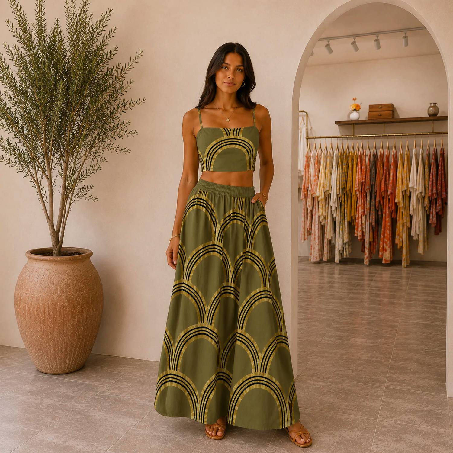 Mystery Resort - Golden Horizon Maxi Skirt Set