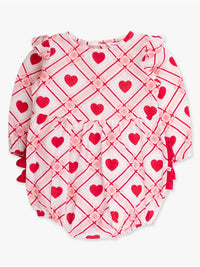 RuffleButts Baby Girl's Sweetheart Long Sleeve Flutter Bubble Romper in pink - kids' item